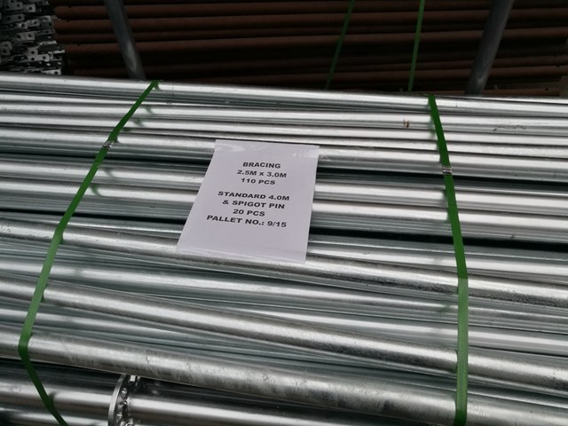 Mainit na Dip Galvanized Ringlock Scaffolding Diagonal Brace